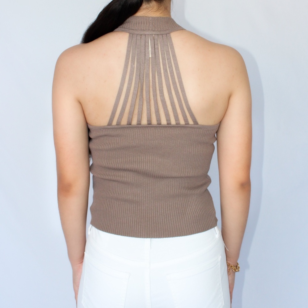 Strappy rib knit top